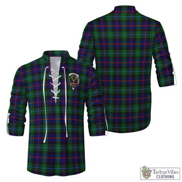 Calder Tartan Men's Scottish Traditional Jacobite Ghillie Kilt Shirt with Family Crest Men - Tartan Vibes Clothing