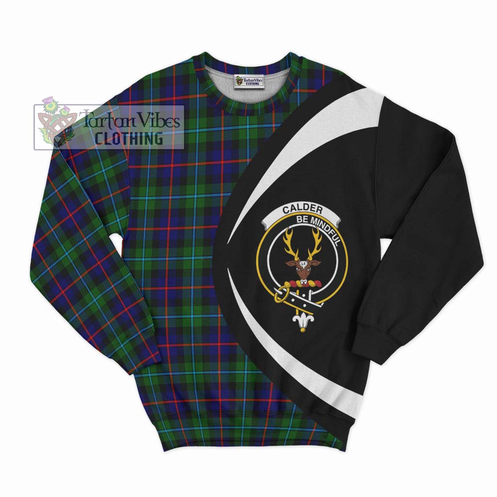 Calder Tartan Sweatshirt with Family Crest Circle Style Unisex - Tartan Vibes Clothing