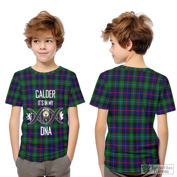 Calder Tartan Kid T-Shirt with Family Crest DNA In Me Style Youth XL Size14 - Tartanvibesclothing Shop