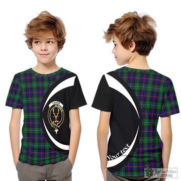 Calder Tartan Kid T-Shirt with Family Crest Circle Style Youth XL Size14 - Tartan Vibes Clothing