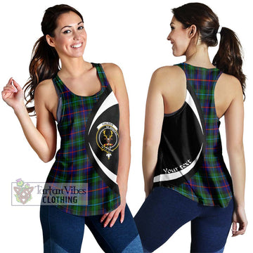 Calder Tartan Women's Racerback Tanks with Family Crest Circle Style