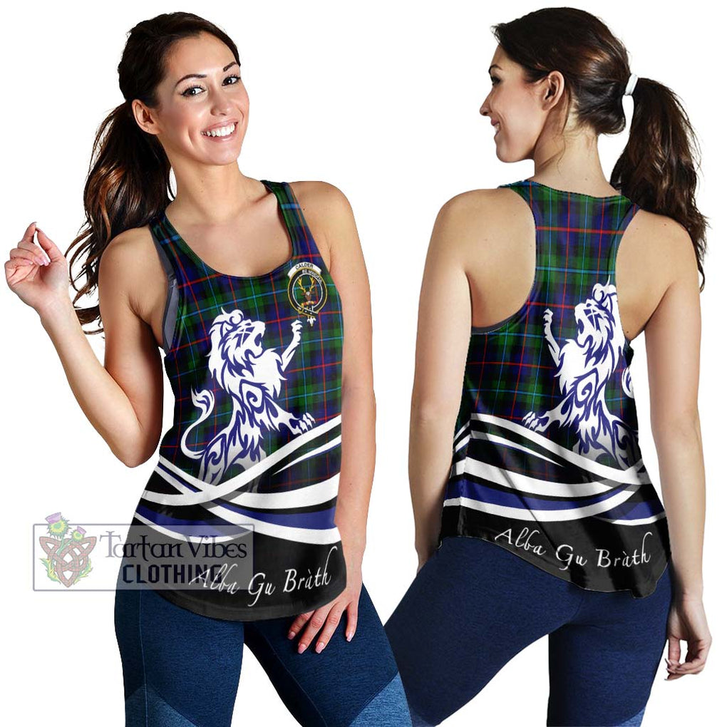 Calder Tartan Women's Racerback Tanks with Alba Gu Brath Regal Lion Emblem 4XL - Tartan Vibes Clothing