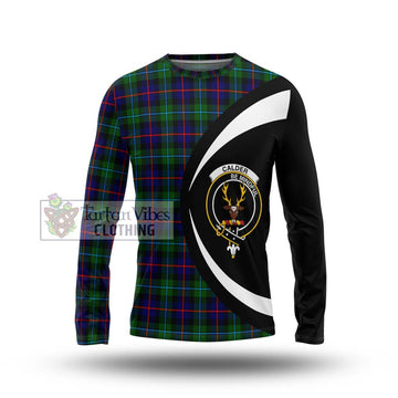 Calder Tartan Long Sleeve T-Shirt with Family Crest Circle Style Unisex - Tartan Vibes Clothing