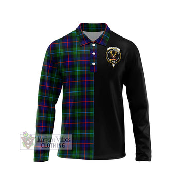 Calder Tartan Long Sleeve Polo Shirt with Family Crest and Half Of Me Style Unisex - Tartan Vibes Clothing