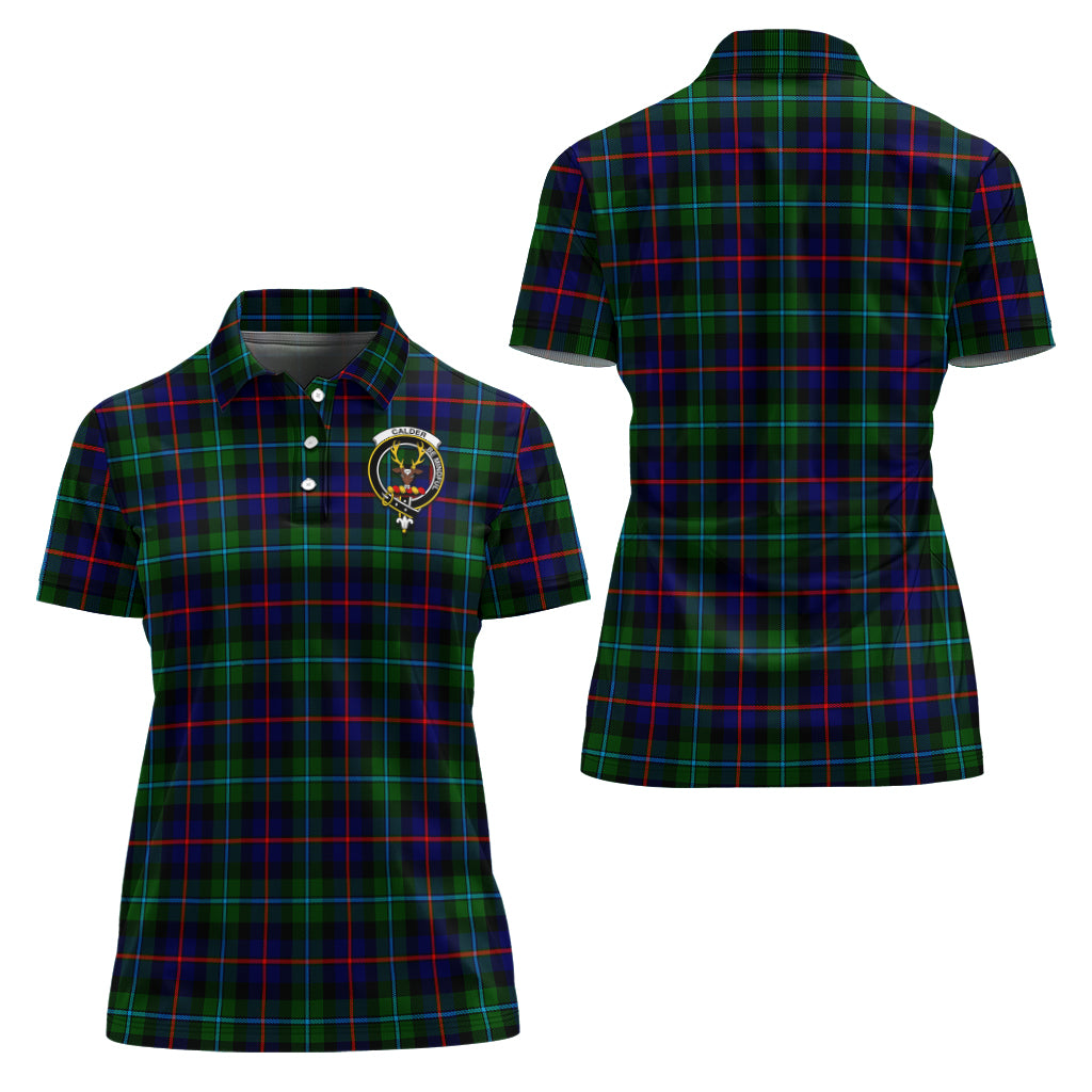 Calder Modern Tartan Polo Shirt with Family Crest For Women Women