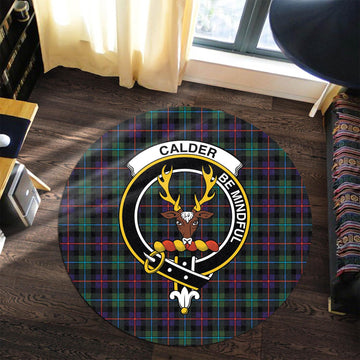 Calder Tartan Round Rug with Family Crest Premium Round Rug - Tartan Vibes Clothing