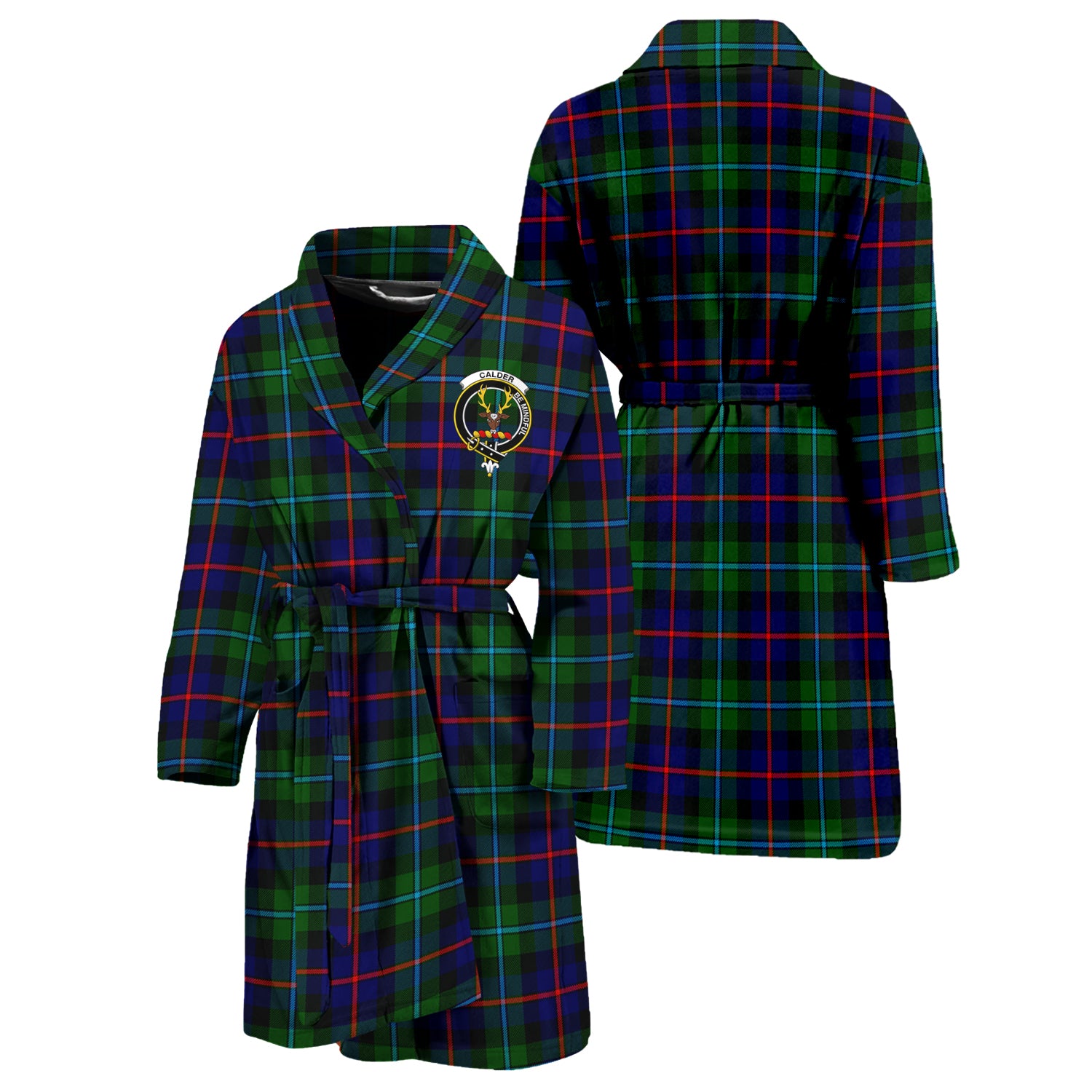 Calder Tartan Bathrobe with Family Crest Unisex S - Tartan Vibes Clothing