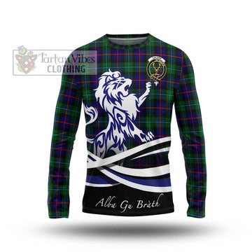 Calder Tartan Long Sleeve T-Shirt with Alba Gu Brath Regal Lion Emblem Unisex - Tartan Vibes Clothing