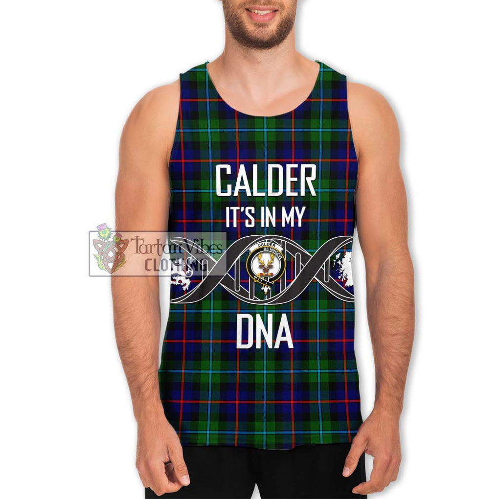 Calder Tartan Men's Tank Top with Family Crest DNA In Me Style Men - Tartan Vibes Clothing
