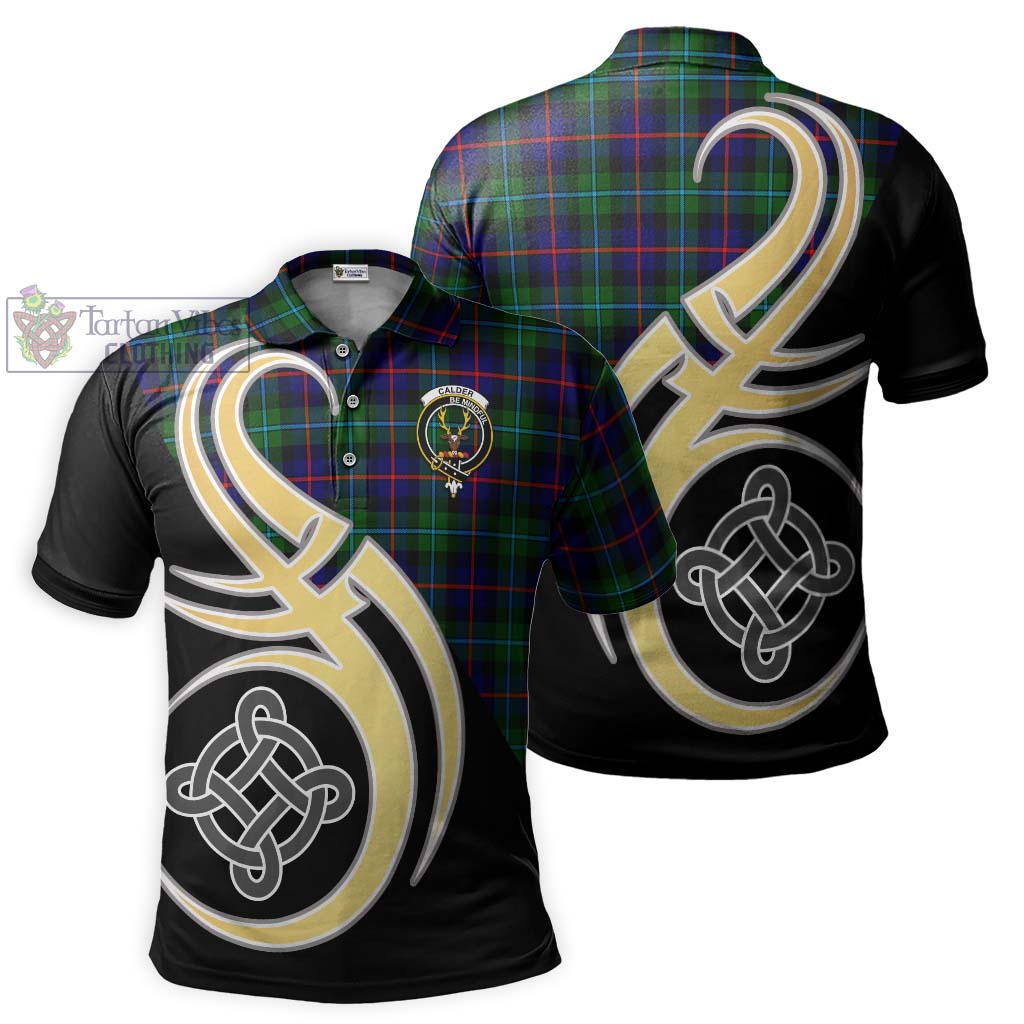 Calder Tartan Polo Shirt with Family Crest and Celtic Symbol Style Kid - Tartan Vibes Clothing