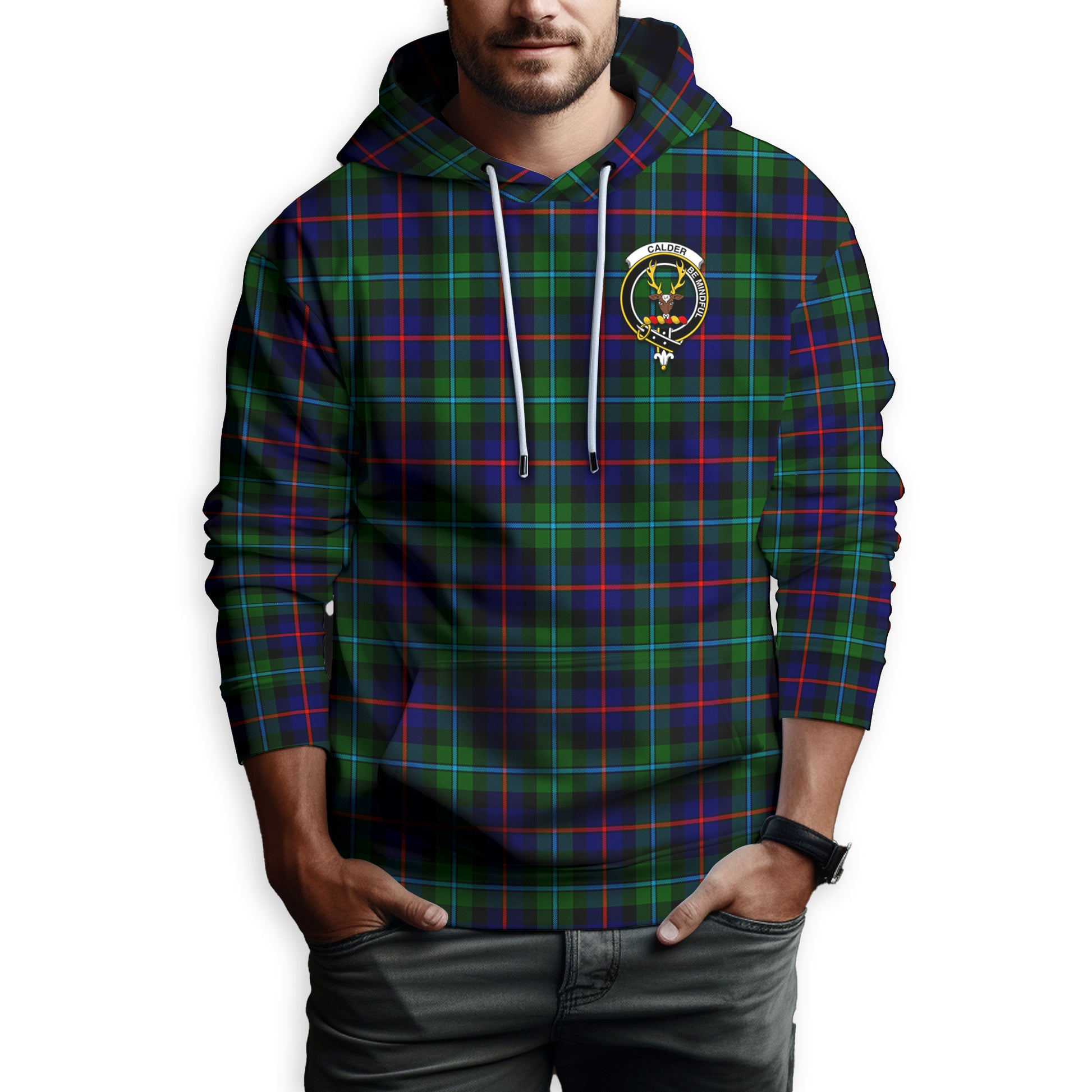Calder Tartan Hoodie with Family Crest Zip Hoodie - Tartan Vibes Clothing