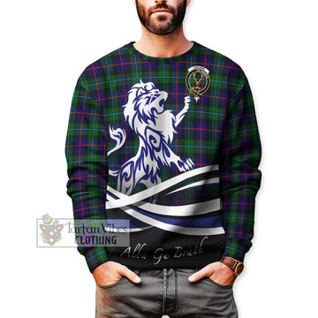 Calder Tartan Sweatshirt with Alba Gu Brath Regal Lion Emblem Unisex - Tartan Vibes Clothing