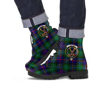 Calder Tartan Leather Boots with Family Crest