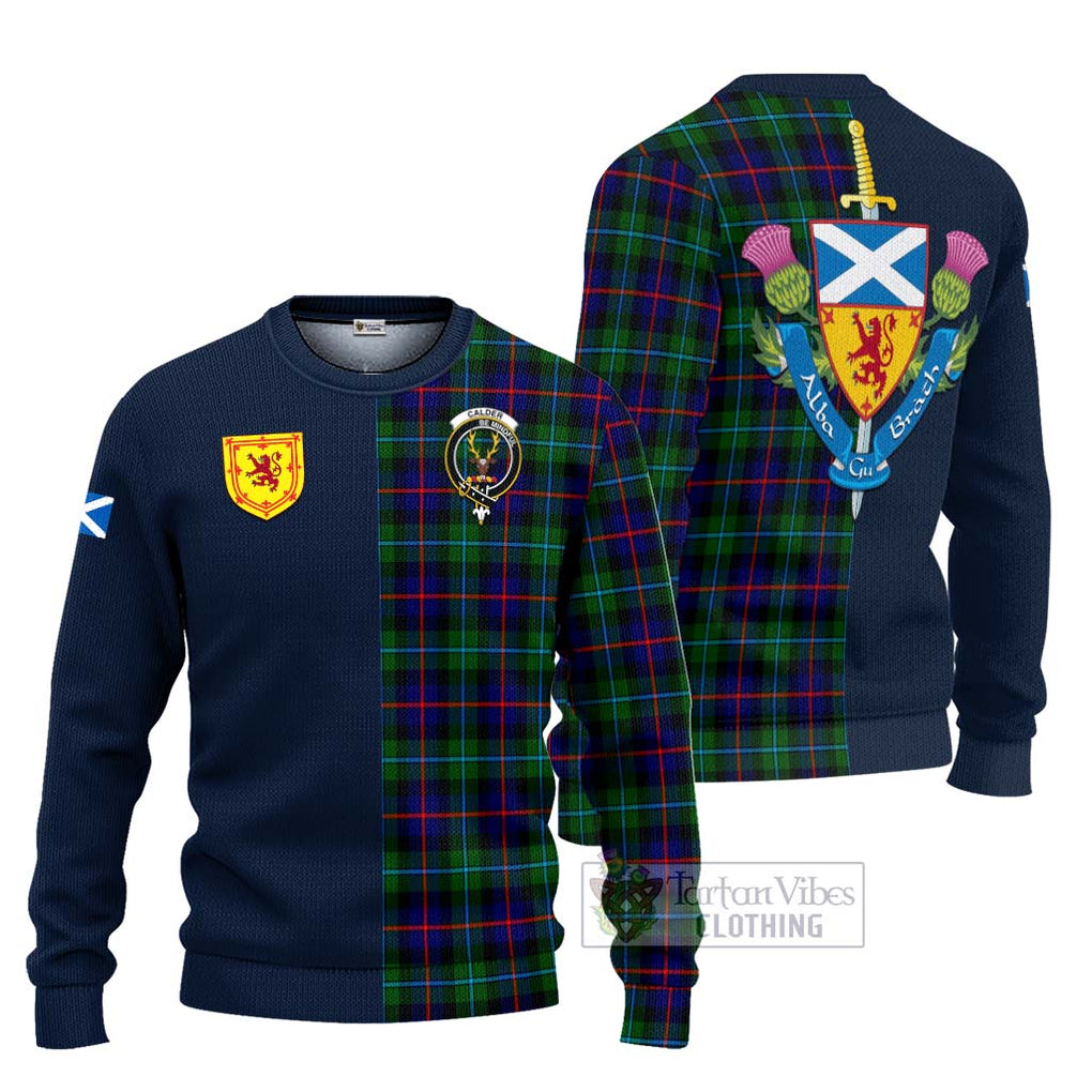 Calder Tartan Ugly Sweater Alba with Scottish Lion Royal Arm Half Style Unisex - Tartan Vibes Clothing