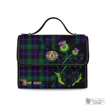 Calder Tartan Waterproof Canvas Bag with Scotland Map and Thistle Celtic Accents