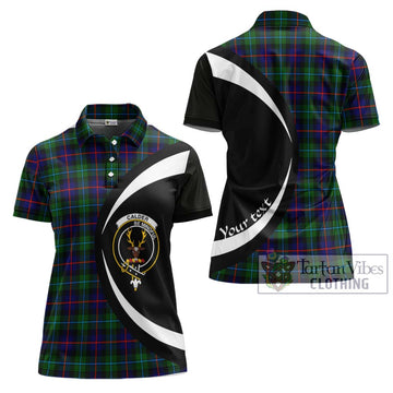 Calder Tartan Women's Polo Shirt with Family Crest Circle Style Women - Tartan Vibes Clothing