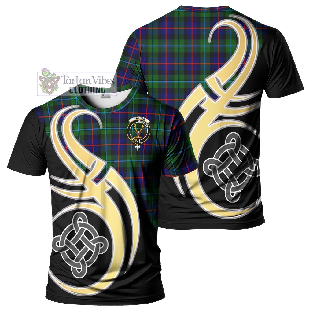 Calder Tartan T-Shirt with Family Crest and Celtic Symbol Style Kid's Shirt - Tartan Vibes Clothing