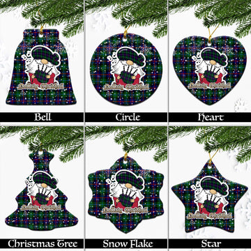 Calder Tartan Christmas Ceramic Ornaments with Scottish Gnome Playing Bagpipes Ceramic - Tartan Vibes Clothing
