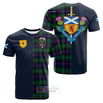 Calder Tartan Cotton T-shirt Alba with Scottish Lion Royal Arm Half Style Kid's Shirt - Tartan Vibes Clothing