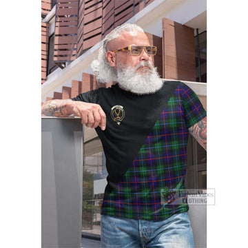 Calder Tartan Cotton T-shirt with Family Crest and Military Logo Style Men's Shirt - Tartan Vibes Clothing