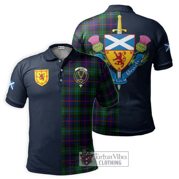 Calder Tartan Polo Shirt Alba with Scottish Lion Royal Arm Half Style Kid - Tartan Vibes Clothing