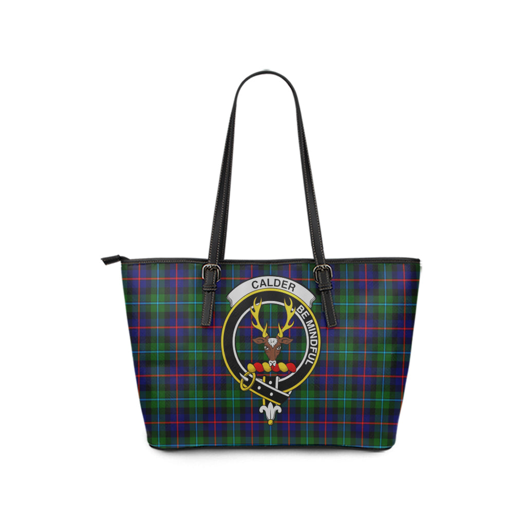 Calder Modern Tartan Leather Tote Bag with Family Crest