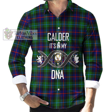 Calder Tartan Long Sleeve Button Shirt with Family Crest DNA In Me Style Men's Shirt S - Tartanvibesclothing Shop