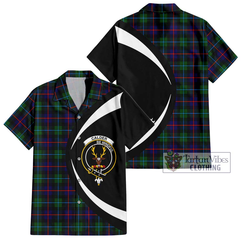 Calder Tartan Short Sleeve Button Up with Family Crest Circle Style Kid - Tartan Vibes Clothing