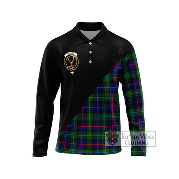 Calder Tartan Long Sleeve Polo Shirt with Family Crest and Military Logo Style Unisex - Tartan Vibes Clothing