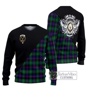 Calder Tartan Ugly Sweater with Family Crest and Military Logo Style Unisex - Tartan Vibes Clothing