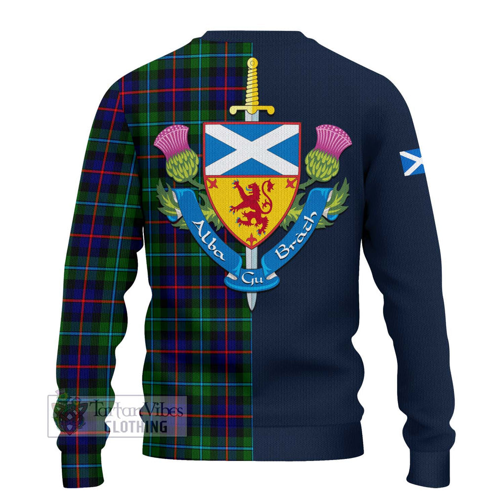 Calder Tartan Ugly Sweater Alba with Scottish Lion Royal Arm Half Style - Tartan Vibes Clothing