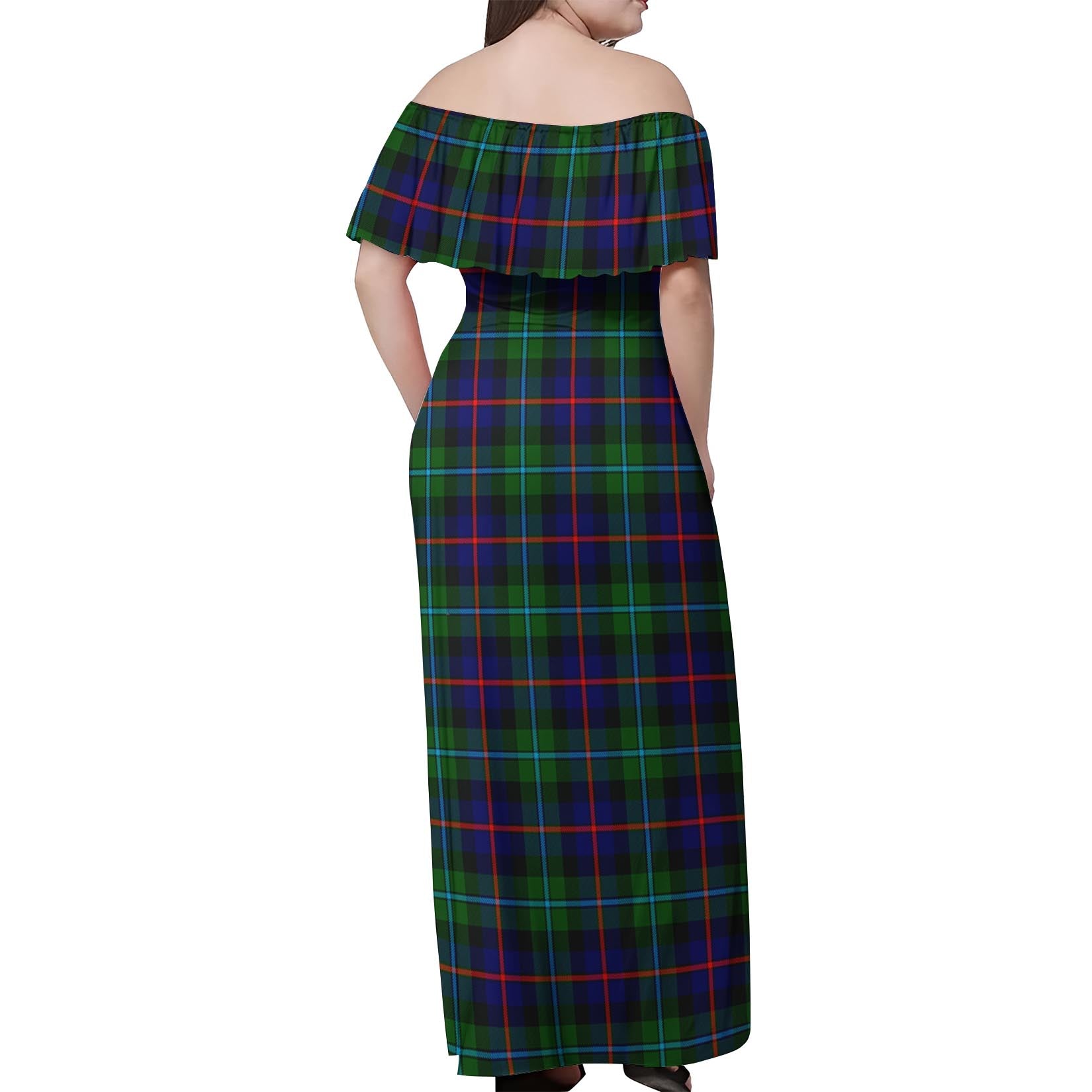 Calder Tartan Off Shoulder Long Dress - Tartan Vibes Clothing