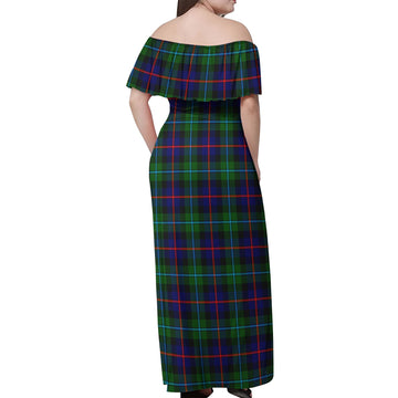 Calder Tartan Off Shoulder Long Dress - Tartan Vibes Clothing