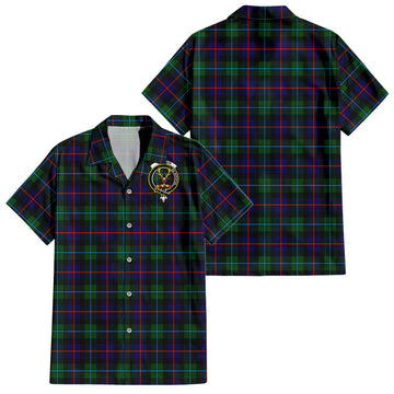 Calder Modern Tartan Short Sleeve Button Down Shirt with Family Crest