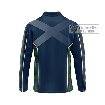 Calder Tartan Long Sleeve Polo Shirt with Family Crest and Lion Rampant Vibes Sport Style - Tartan Vibes Clothing