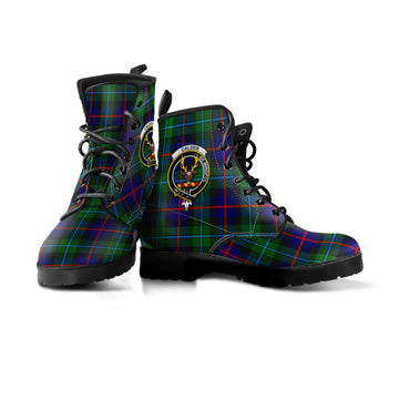 Calder Modern Tartan Leather Boots with Family Crest