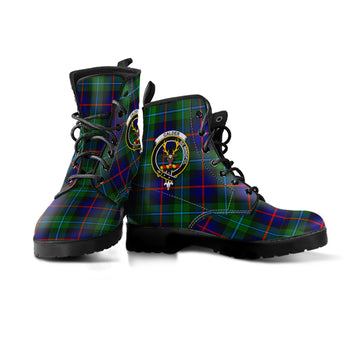 Calder Tartan Leather Boots with Family Crest