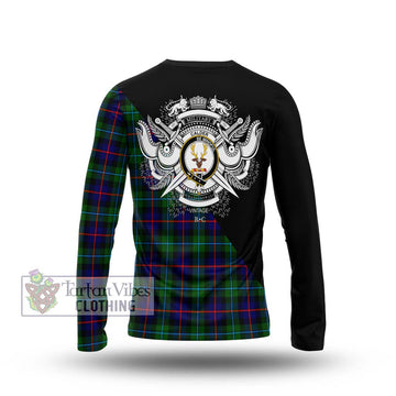 Calder Tartan Long Sleeve T-Shirt with Family Crest and Military Logo Style - Tartan Vibes Clothing