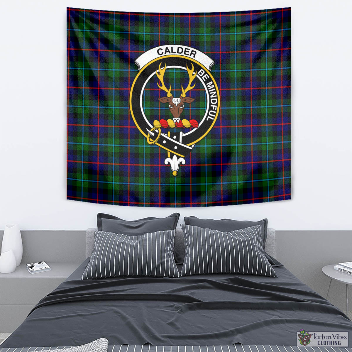 Calder Tartan Tapestry Wall Hanging and Home Decor for Room with Family Crest - Tartan Vibes Clothing