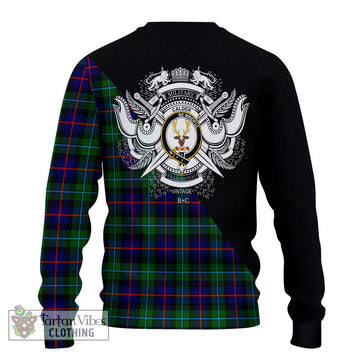 Calder Tartan Ugly Sweater with Family Crest and Military Logo Style - Tartan Vibes Clothing
