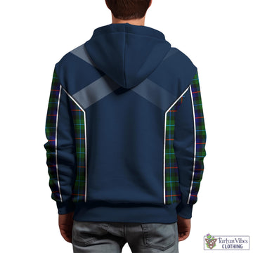 Calder Modern Tartan Hoodie with Family Crest and Scottish Thistle Vibes Sport Style