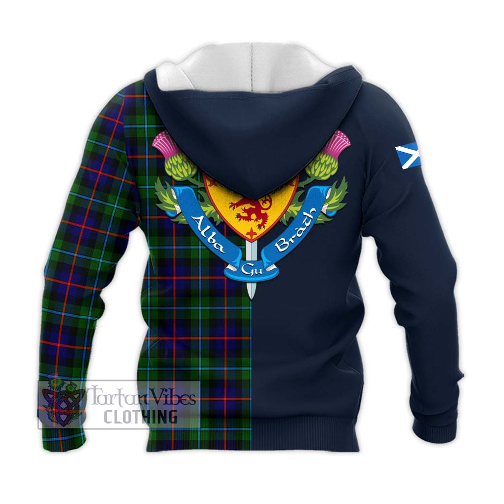 Calder Tartan Knitted Hoodie Alba with Scottish Lion Royal Arm Half Style - Tartan Vibes Clothing