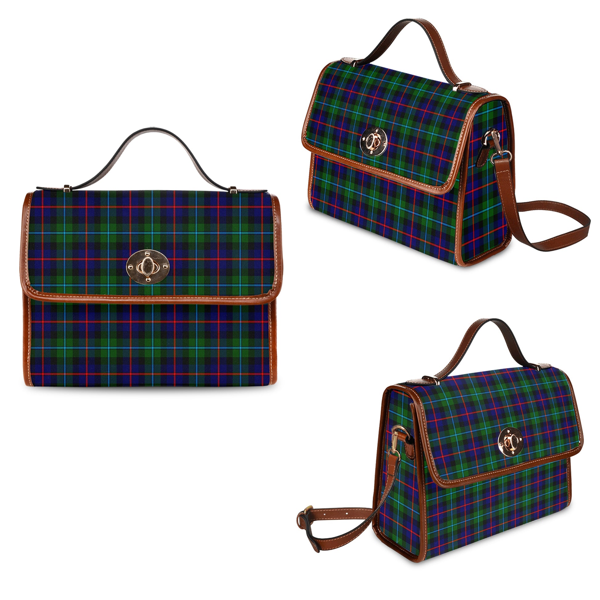 Calder Modern Tartan Leather Strap Waterproof Canvas Bag