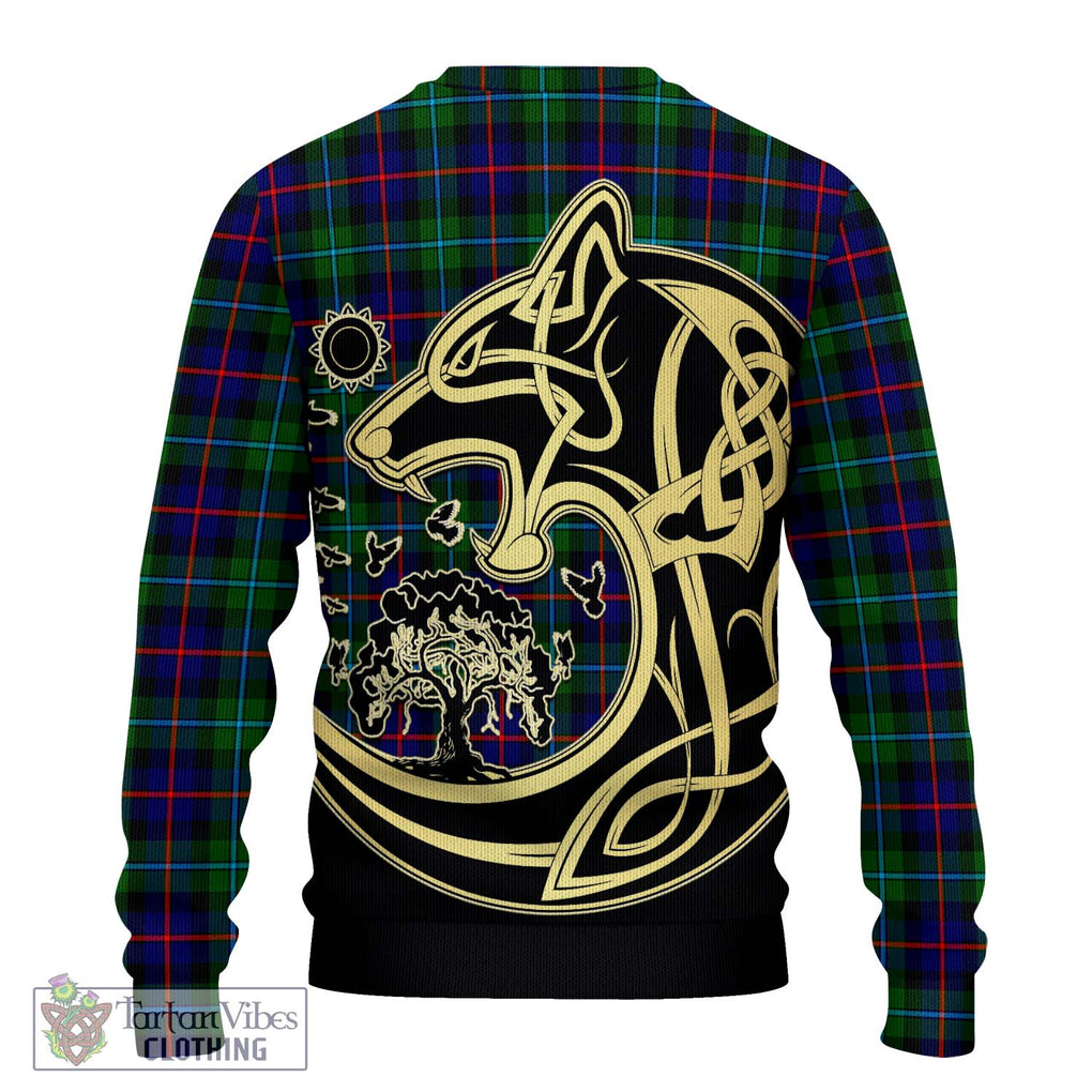 Calder Tartan Ugly Sweater with Family Crest Celtic Wolf Style - Tartan Vibes Clothing