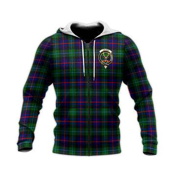 Calder Modern Tartan Knitted Hoodie with Family Crest