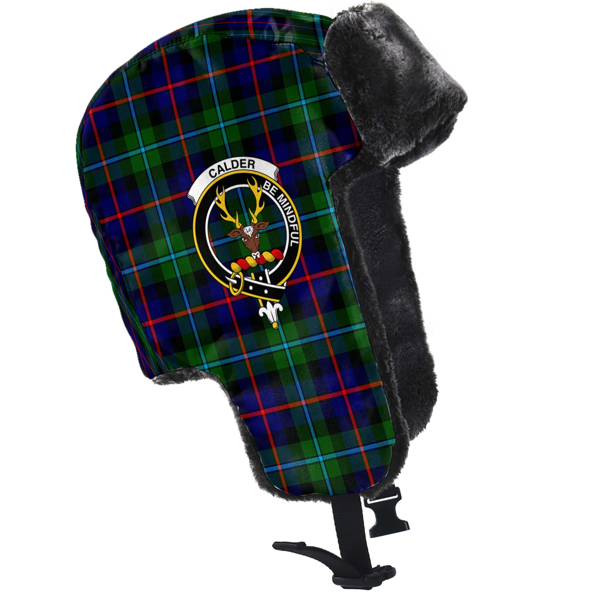 Calder Tartan Winter Trapper Hat with Family Crest - Tartan Vibes Clothing