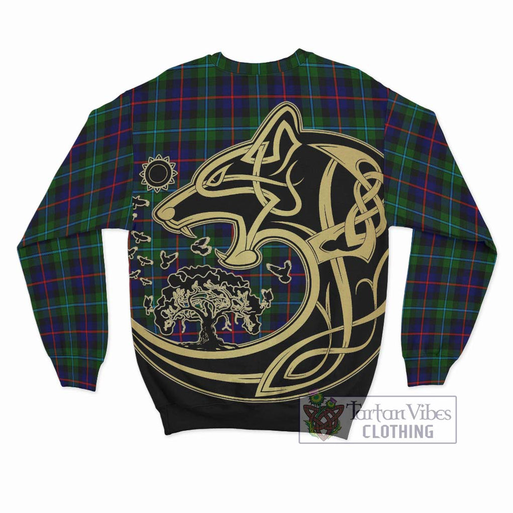 Calder Tartan Sweatshirt with Family Crest Celtic Wolf Style - Tartan Vibes Clothing
