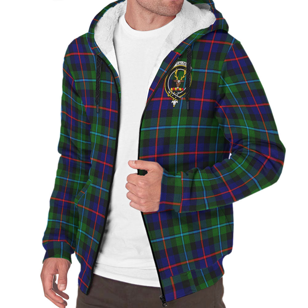 Calder Tartan Sherpa Hoodie with Family Crest - Tartan Vibes Clothing