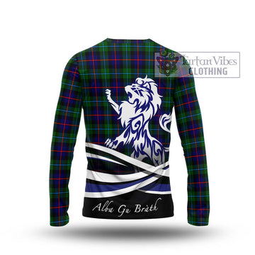 Calder Tartan Long Sleeve T-Shirt with Alba Gu Brath Regal Lion Emblem - Tartan Vibes Clothing