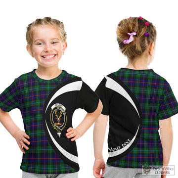 Calder Tartan Kid T-Shirt with Family Crest Circle Style - Tartan Vibes Clothing